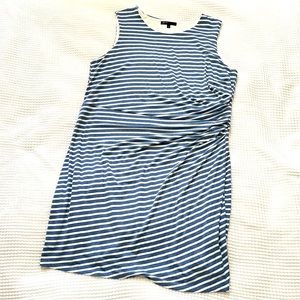 Gibson Blue/White Striped dress with side ruching size 1X